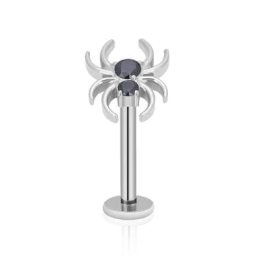 Imagem de ZYTAIJEW 1 peça/3 peças 16G 6 mm/8 mm/10 mm/12 mm G23 titânio roscado internamente Halloween Labret Monroe Lip Tragus cartilagem anel crânio/morcego/aranha/esqueleto mão nariz piercing joia piercing