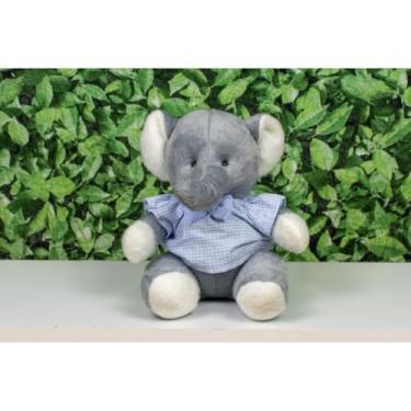 Imagem de SAFARI ELEFANTE PROVENCE DE PELUCIA 18 CM - PARA DECORAÇÃO (Camiseta e gravata xadrez de azul)