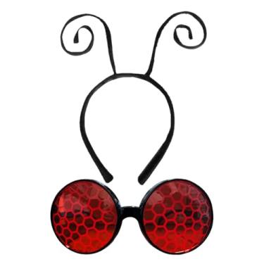 Imagem de Fancy Pants FunTime Ladybug Insect Costume Kit - Black Velvet Bug Antenna Headband with Red Ladybug Glasses - Complete Dress-Up Accessory for Ladybug & Bee Costumes, Halloween & More