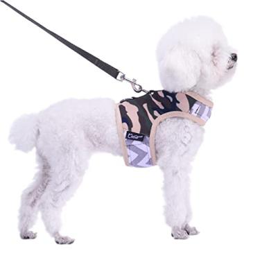 Imagem de Conjunto tático de coleira e coleira para cães pequenos para o inverno, colete acolchoado macio ajustável para poodle, pomerânia, chihuahua, minlature pinscher abaixo de 5,9 kg, camuflagem da selva