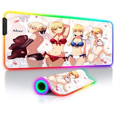 Imagem de Mouse pads Anime Gaming RGB Mouse Mat Gaming Grande LED Backlit Mousepad Durável Antiderrapante PC Gamer Laptop 39,3 X 19,6 polegadas