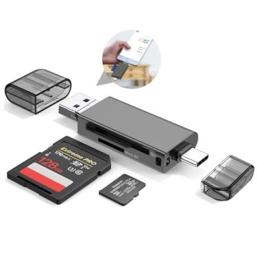 Imagem de Leitor de cartão SD, conector duplo USB C USB 3.0 adaptador de leitor de cartão de memória – Suporta SD/Micro SD/MMC/SDXC/SDHC/Micro SDHC compatível com MacBook Pro,