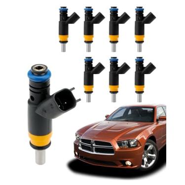 Imagem de Injetores de combustível (8 peças), 05037479AA, 4 furos, 5,7 6,1L, compatível com Dodge Challenger Charger Durango Ram 1500 2500 3500, Jeep Commander Grand Cherokee, Chrysler 300 Aspen, substituição