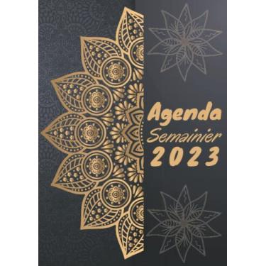 Imagem de Agenda 2023 Semainier A4: Agenda Semainier De Janvier a Décembre 2023, Grand Agenda de 12 Mois pour usage Personnel et Professionnel, Planificateur ... 1 semaine sur 2 pages avec heure, Format A4