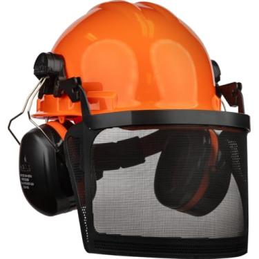 Imagem de Malta Dynamics Kit Arborist | Kit de capacetes florestais Combo | Protetor facial de malha tipo 1 estilo boné e protetores de ouvido montados | Laranja | ANSI Z89.1-2014 Tipo 2 Classe C, EN12492 e