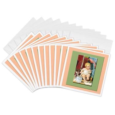 Imagem de 3dRose Leite condensado águia, gatinho alimentador de bebê - cartões comemorativos, 15 x 15 cm, conjunto de 12 (gc_169576_2)