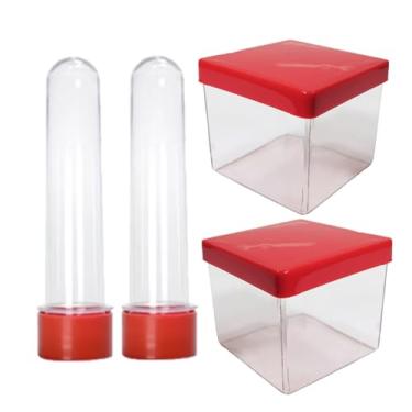 Imagem de Kit Tubetes e Caixinha 5x5cm Color para Doces Balas Mimos Temperos Especiarias para Lembrancinhas Decoração Festas Aniversários Mimos Gincanas