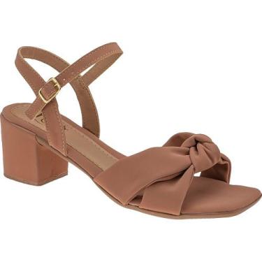 Imagem de Sandalia Lóris Feminina de Tiras Cruzada em Nó Saltinho Medio Festa Co