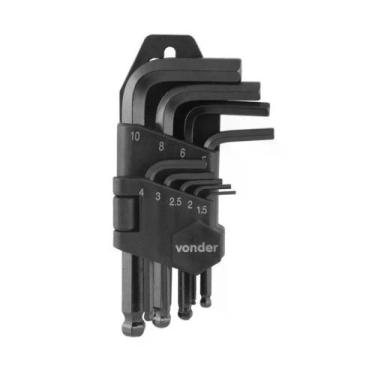 Imagem de Jogo de chaves hexagonais (allen) abauladas 1,5mm a 10 mm 9p - VONDER