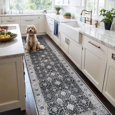 Imagem de Passadeiras extra longas laváveis de 7,5 x 63,8 cm: tapetes de corredor orientais macios antiderrapantes para cozinha, sala de jantar, interior, camada baixa, tapete de entrada fina, tapete resistente
