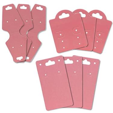 Imagem de 600 Cartela Tags Semijoias Papel resistente para Bijoux 3 Modelos Tags para Colar Brincos e Pulseiras (Rosê)