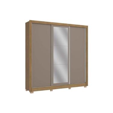 Imagem de Guarda Roupa 3 Portas De Correr (1 C- Espelho) E 2 Gavetas C- Pés Cb01m570  Nogueira-nogueira Ou Fendi - Kappesberg