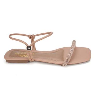 Imagem de Sandália Rasteirinha Nude Feminina Regulagem Ajustável Tiras - Rizzi S