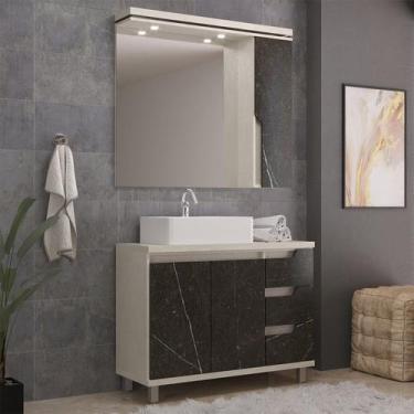 Imagem de Gabinete de Banheiro 100cm com Cuba e Armário com Espelho Ref 1000 - C