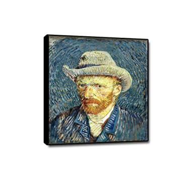Imagem de Famosa arte de parede pinturas a óleo de Van Gogh sobre tela - "autorretrato com chapéu de feltro cinza" reprodução em tela e pôsteres - impressão de imagem de paisagem em tela para decoração de casa