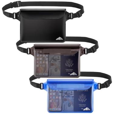 Imagem de HEETA Pochete à prova d'água, bolsa seca à prova d'água, pacote com 2/3/4 para telefone, alça ajustável na cintura e tela sensível ao toque para natação, caiaque, passeios de barco, pesca na praia,