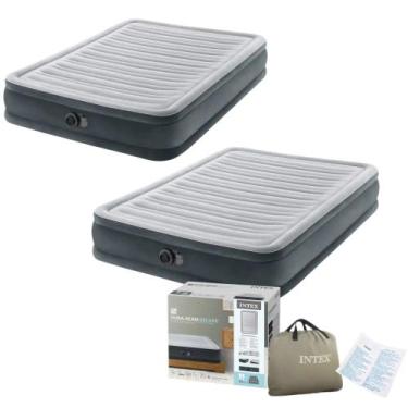 Imagem de Kit 02 Colchão Casal Inflável Intex Dura Beam Comfort Plush Com Bomba 
