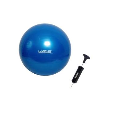 Imagem de Kit Bola Suiça 65cm Gym Ball Para Pilates Azul Com Inflador Liveup