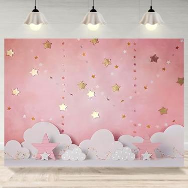 Imagem de 2,1 x 1,5 m fundo rosa cintilante pequena estrela fotografia fundo rosa sonhador pingente rosa papel de parede decoração de quarto do bebê faixa menina chá de bebê festa de aniversário adereços de
