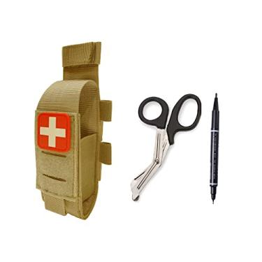 Imagem de Bolsa para torniquete tático TQ Tourniquet Case Trauma Medical Shear Pouch com tesouras e caneta (Conjunto Tan)