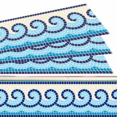 Imagem de Kit 22 Adesivos Piscina Mosaico Ondas Do Mar Azul E Areia 100x30 - Res