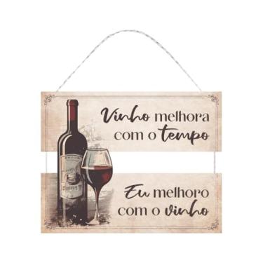 Imagem de Placa Decorativa com Corda Vinho Adega Cozinha 30x33,5