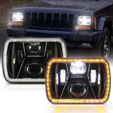 Imagem de Auxbeam Faróis de LED 280 W 300% brilhantes 12 x 17 cm para Jeep Wrangler YJ Cherokee XJ H6054 H6014 7x6 faróis com DRL aprovado pelo DOT DRL farol alto farol baixo faróis para Comanche MJ GMC Savana
