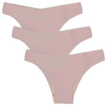 Imagem de  Kit 3 Calcinhas Tanga Sem Costura Poliamida Huxter, Bege, M