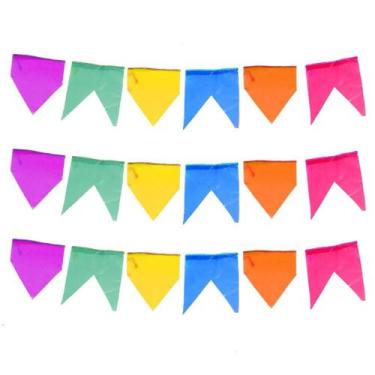 Imagem de Kit 50 Metros Bandeirinha Festa Junina Julina Bandeirola Decoração Enf