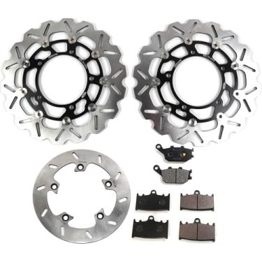 Imagem de Discos e pastilhas de disco de freio dianteiro traseiro flutuantes compatíveis com Suzuki GSX650F ABS 2008-2014, Bandit GSF650 ABS 2011, GSF1250 2007-2011, acessórios de motocicleta pretos