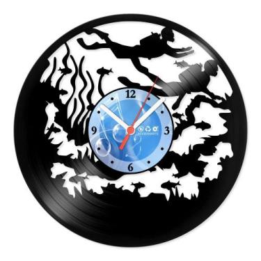 Imagem de Relógio De Parede Disco Vinil Profissões - Mergulhador - VPR-034 - Mod