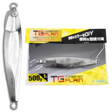 Imagem de FUNKS TG Gabarito de tungstênio liso 500 g para pesca em água salgada isca de metal para robalo sem pintura com modelos de papel