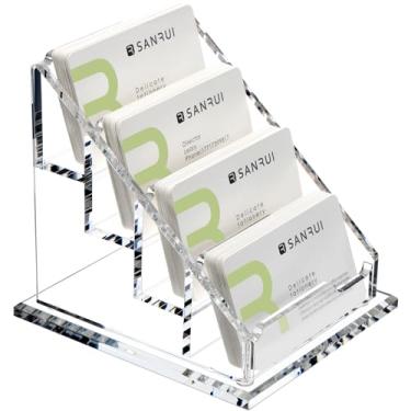 Imagem de YUXUN Porta-Cartões De Visita Para Mesa, Suporte Acrílico Transparente Cartões Visita, Estojo Organizar 200-4 Compartimentos, Camadas, 1 Pacote (