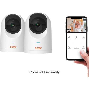 Imagem de MOBI - Cam PRO HD 2Pk WiFi Pan & Tilt Video Baby Monitor com áudio bidirecional, visão noturna colorida e detecção de choro - Branco-70666