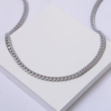 Imagem de Corrente Aço Inox Prateado Elos Achatados - 60cm - Ralifla Semijoias