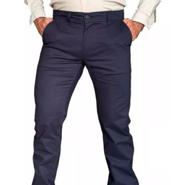 Imagem de Calça Sarja Bolso Faca Masculina - Victor Marcel, Azul, Marinho, 40