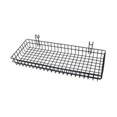 Imagem de ＫＬＫＣＭＳ Rack de armazenamento de cesta pendurado de arame Multifuncional atrás de uma porta Painel de grade de parede de montagem na parede para exibição de, Preto