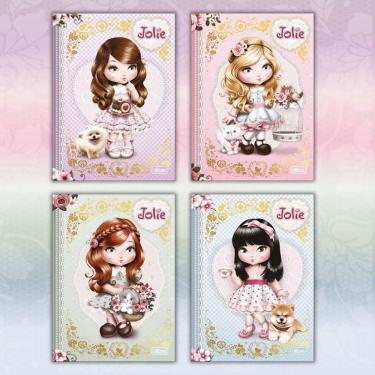 Imagem de Kit 04 Caderno Colegial Brochura Jolie 160 Folhas Capa Dura 17,6 x 23,9cm Tilibra