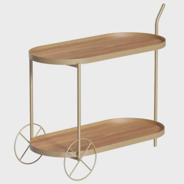 Imagem de Carrinho Bar Oval 100cm X 45cm X 76cm Home Bee Dourado