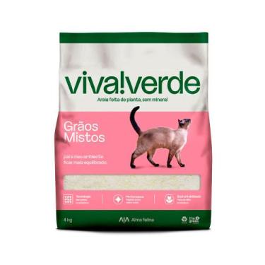 Imagem de Areia Higiênica Viva Verde Grãos Mistos Para Gatos 4 Kg