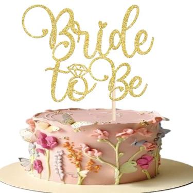 Imagem de 1 pacote de enfeite de bolo Bride to Be Anel de purpurina escolha de bolo noiva para ser casamento despedida de solteira decoração de cupcake tema chá de panela festa decoração de bolo suprimentos