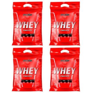 Imagem de Combo 4x Nutri Whey Isolado Concentrado 907 Morango Refil - Integralme