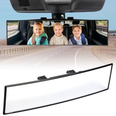 Imagem de JOYTUTUS Espelho retrovisor, espelho retrovisor panorâmico universal ampliado de curvatura 1250, visão traseira grande angular de encaixe, reduz efetivamente o ponto cego para carro, SUV e caminhão