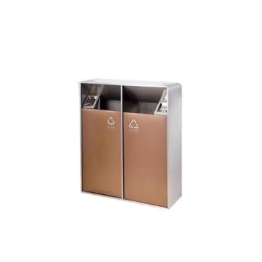 Imagem de Lixeira Latas de lixo ao ar livre comercial de aço inoxidável lobby do hotel vertical extintor de fumaça barril elevador caixa de casca de entrada Lixeira(Gold)