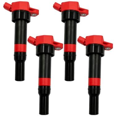 Imagem de GP POWER Pacote de bobina de ignição vermelha UF651 27300-2E000 Conjunto de 4 compatível com Hyundai Elantra Coupe GT Tucson Kia Forte Koup Forte5 Soul 1.8 2.0 L4