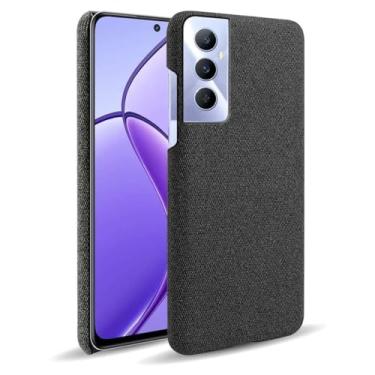 Imagem de Capa para OPPO Realme C65 4G,Capa desenhada em lona,Case Protetora Ultrafina com Empunhadura Macia,Design em Tecido Antichoque e Antiarranhões-Black