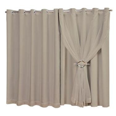 Imagem de Cortina Em Tecido Com Voil 90% Blackout 2m L x 2m A Sala Quarto Cozinh