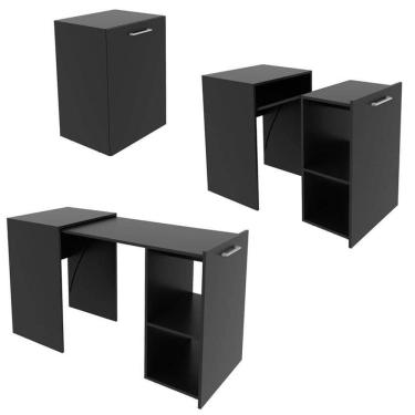 Imagem de Escrivaninha Mesa Dobrável Retrátil Escritório 54x131,7x77,4 ME4170 Preto Tecnomobili Bancada
