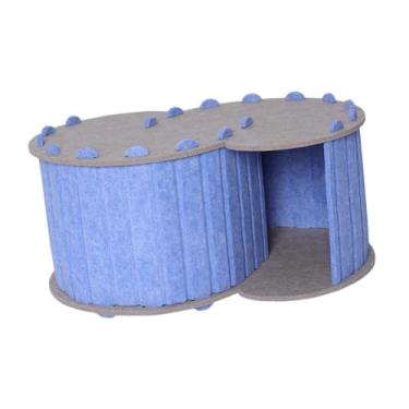 Imagem de Generic Cat Play Tunnel Bed House Pet Supplies Toy Interactive Confortável Playground Breathable para 2 Cats Cave Cat com 2 buracos, Azul