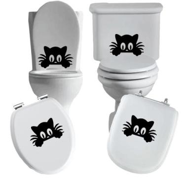 Imagem de Adesivo gato 1 vaso sanitário privada caixa acoplada descarga azulejo 
